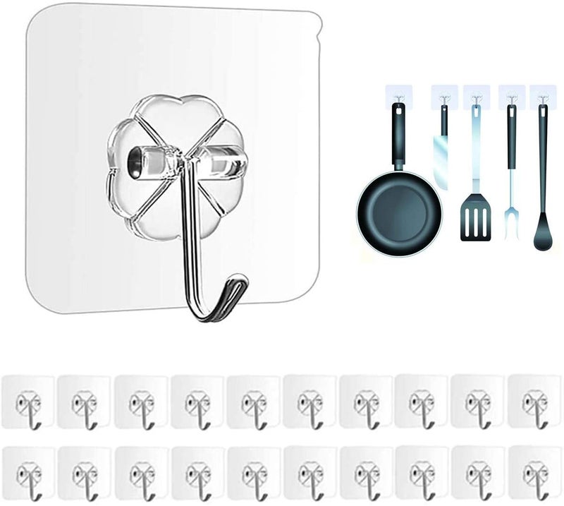 YUXANA YUXANA Wall Hooks for Hanging Strong Sticker Sticky Heavy Duty Home Kitchen Bathroom Key Frame Holders Pack of 20  - Image 1
