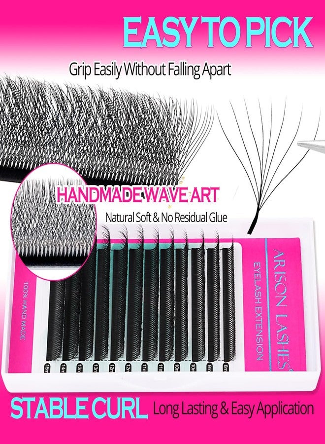 أريسون لاشز وصلات رموش جاهزة على شكل حرف W، رموش كثيفة سهلة التوزيع، رموش صناعية سوداء غير لامعة كثيفة جاهزة على شكل حرف W (0.07-D-8-15 مم) - Image 3