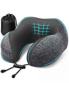 Travel Pillow, Travel Pillows for Sleeping Airplane, Removable Cover Neck Pillow with Adjustable Clasp, Memory Foam Neck Pillow Set with Eye Mask, Earplugs and Storage Bag (Dark Grey)