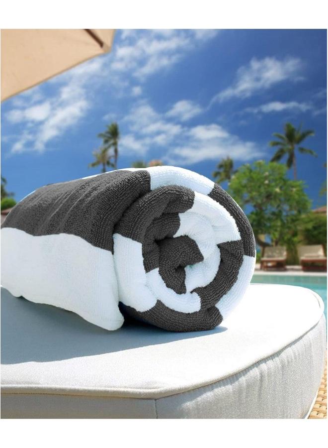 HOMESTAR 2-Pieces Oversized Beach Towels Extra Large 100% Cotton Summer Pool Cabana Stripe Highly Absorbent And Soft Towel - Image 2