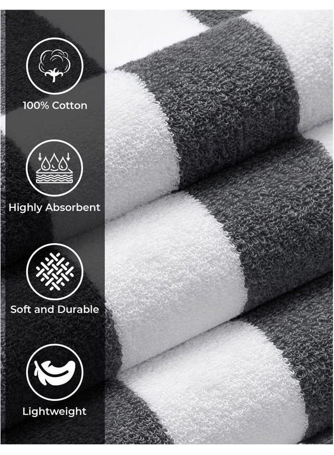 HOMESTAR 2-Pieces Oversized Beach Towels Extra Large 100% Cotton Summer Pool Cabana Stripe Highly Absorbent And Soft Towel - Image 3