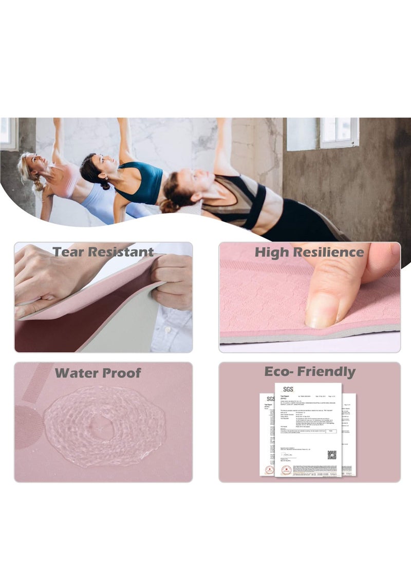 Generic Non Slip Pilates Fitness Exercise Mat Portable Dual Layers Yoga Mat Anti slip Yoga Pink and Blue 80x60Cm  - Image 3