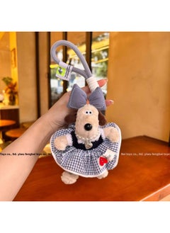 Generic Handdog Plaid Skirt Princess Dress Doll Pendant Bag Pendant Decorative Doll Source Factory-Color:Plaid White Edge Love Skirt Style-Height:Mobile Phone Back Clip Style (the Rope Is Randomly Matched)  - Image 1