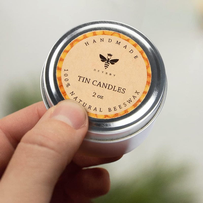 DEYBBY Pure Beeswax Emergency Candle Set of 4 - Natural Honey Scented Travel Tin - Image 4