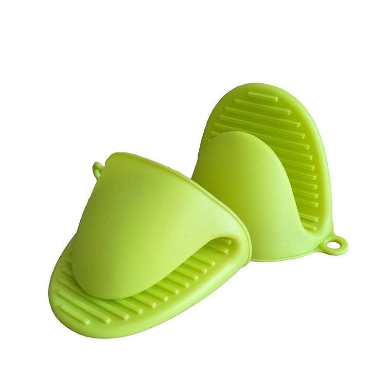 Silicone Oven Mitts Heat Resistant Kitchen Pot Holders 1 Pair Random Colour  - Image 1