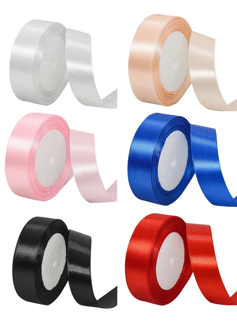 Craftman Satin Ribbon,6 Colors 132m Double Face Satin Ribbon for Gift Wrapping Happy Birthday Party Decorations, (Width 2.5 cm x Length  22 Meters)  - Image 1