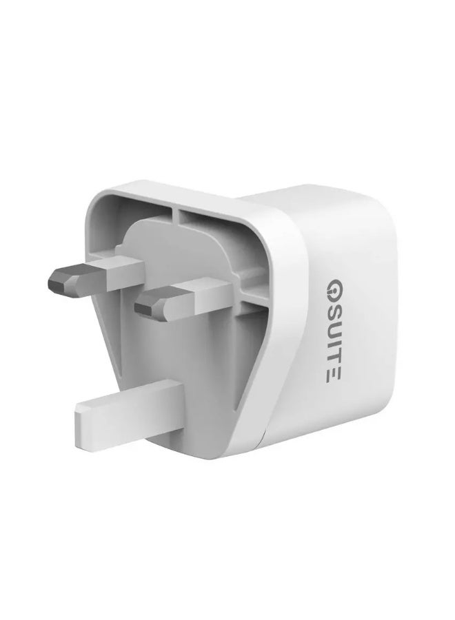iOsuite Wall Charger GaN Tech 2 Ports (1 USB-A & 1 USB-C), QC 25 Watt, White - Image 3