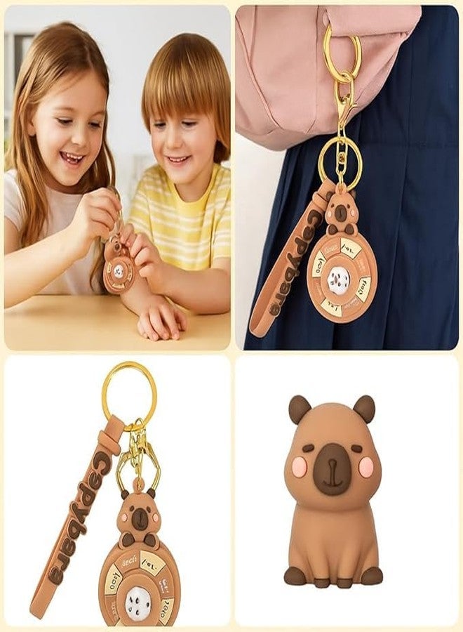 Funspark Kawaii-Q Capybara Keychain Set of 2 with Sticky Hooks - Cute Animal Cartoon Keychain for Bags, Keys, Gifts, School Girls, Kids & Friends - Fun Accessory & Collectible” - Image 4