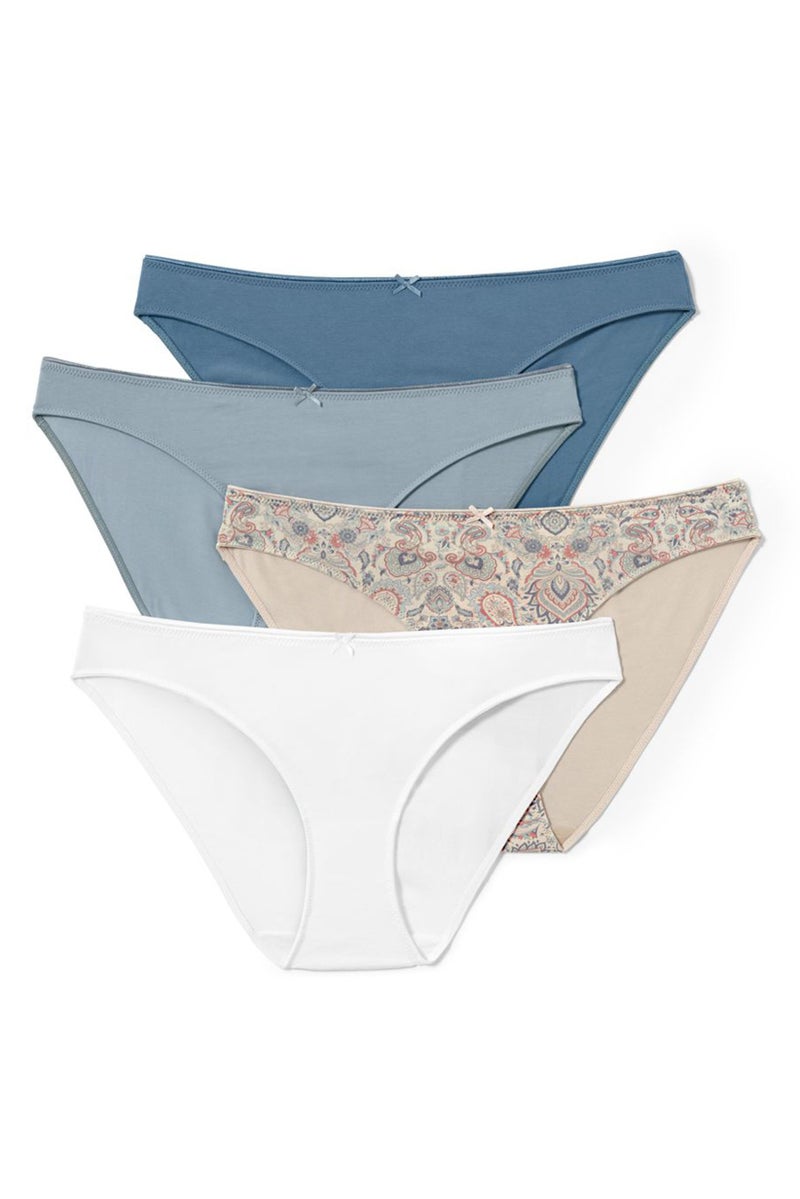 Tchibo Women 4 Pack Paisley Slip Panties, Light Blue/White/ Combo  - Image 2