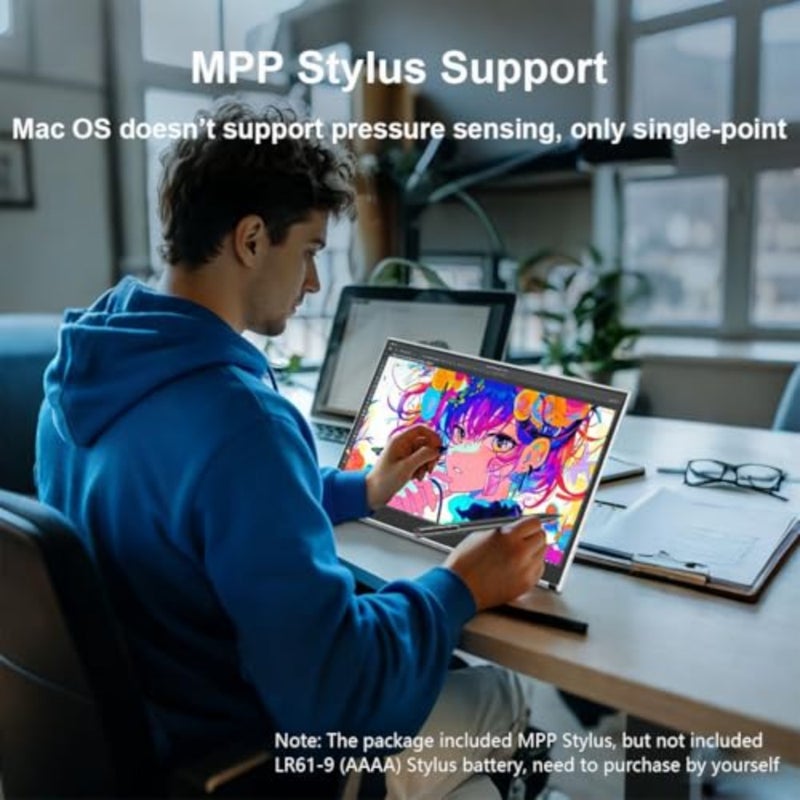 Portable Monitor Touchscreen 15.6 Inch FHD 1080P IPS External Display with MPP Stylus 100 sRGB 400 Nits Built-in Adjustable Stand USB-C HDMI Mini DP Connectivity For Laptop PC Mac Surface Nintendo Switch - Image 4