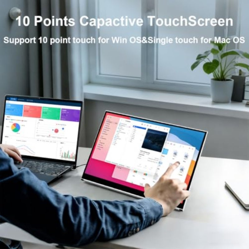 Portable Monitor Touchscreen 15.6 Inch FHD 1080P IPS External Display with MPP Stylus 100 sRGB 400 Nits Built-in Adjustable Stand USB-C HDMI Mini DP Connectivity For Laptop PC Mac Surface Nintendo Switch - Image 3