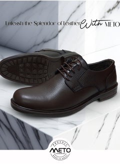Meto Dark Brown genuine leather lace-up formal Oxford shoes from Meto  - Image 1