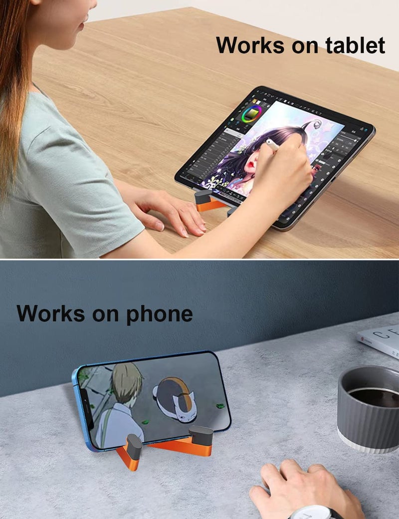 MONEER Cell Phone Stand, Phone Stand for Desk, Foldable & Portable iPhone Stand, Cell Phone Holder Desk Compatible with All Mobilephone, iPhone, iPad mini, Tablet 4-10.5" (Orange) - Image 3