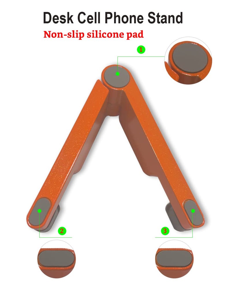 MONEER Cell Phone Stand, Phone Stand for Desk, Foldable & Portable iPhone Stand, Cell Phone Holder Desk Compatible with All Mobilephone, iPhone, iPad mini, Tablet 4-10.5" (Orange) - Image 5