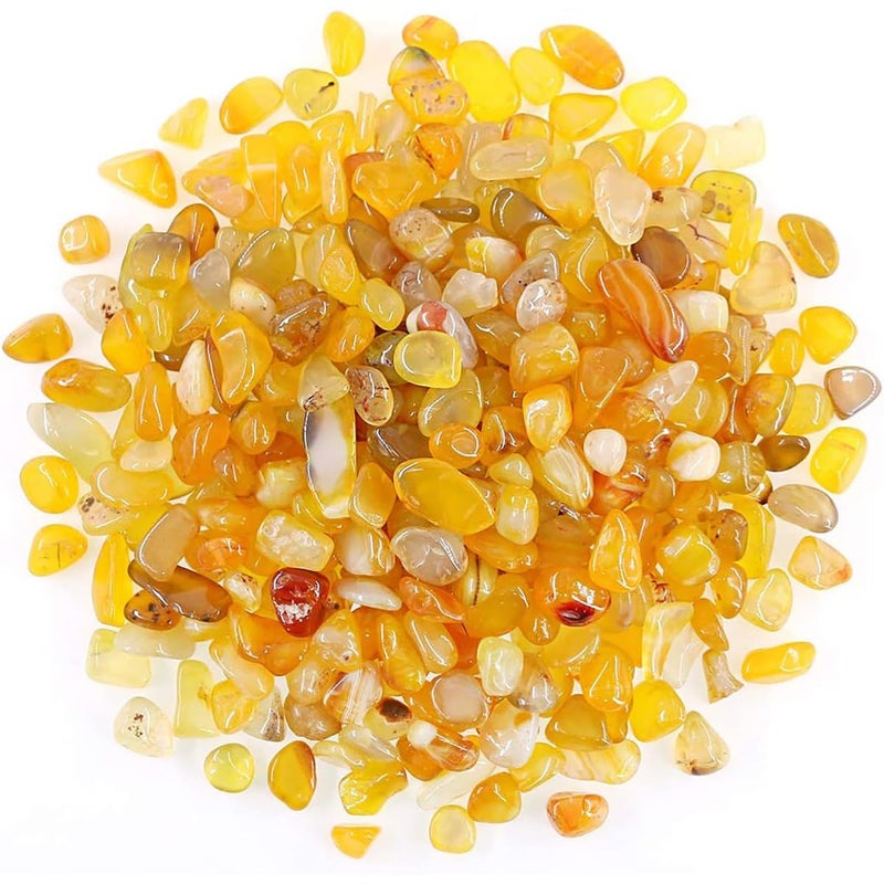 WAYBER Natural Yellow Agate Pebbles 1 Lb460g Decorative Rocks NonToxic Crystal Stone Irregular Quartz Gemstone Crushed Pieces Tumbled Stone Chips for Jewelry MakingHome Decoration