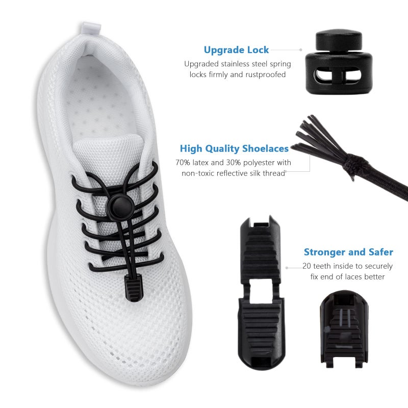 AIXMEET 5 Pairs Black No Tie Elastic Shoe Laces - Image 2