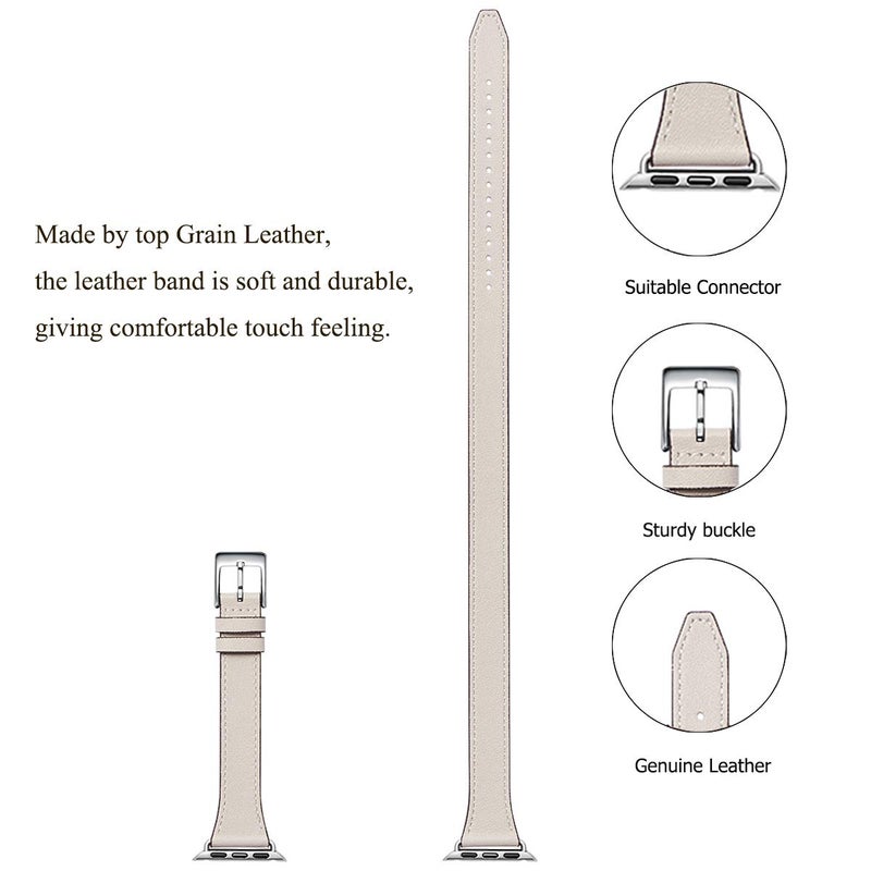 Bestig Bands Compatible with Apple Watch Band 40mm 41mm 38mm 42mm(Series 10 11) Women Men, Genuine Leather Double Tour Designed Slim Thin Strap for iWatch SE1/2/3 Ultra 3/2/1 Series 9 8 7 6 5 4 3 2 1 - Image 5