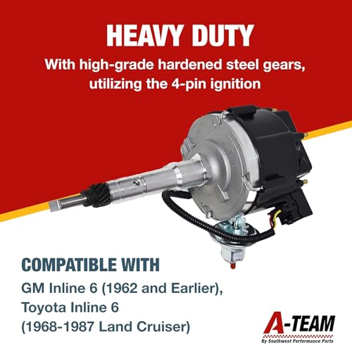 A-Team Performance HEI Complete Distributor 65K Coil Straight 6 41-62 194, 216, 235, 68-87 Compatible with Early Chevrolet Land Cruiser FJ40 FJ60 2F 3F One Wire Installation Black Cap - Image 3
