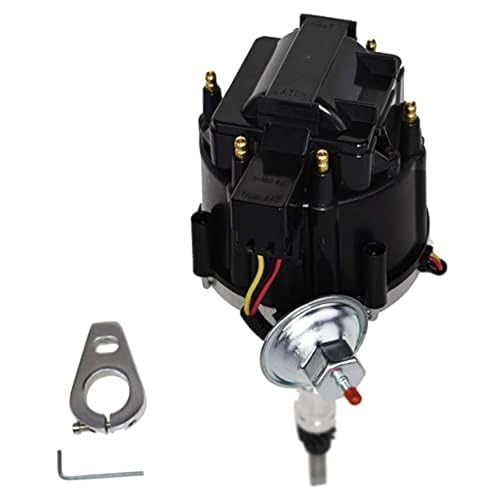 A-Team Performance HEI Complete Distributor 65K Coil Straight 6 41-62 194, 216, 235, 68-87 Compatible with Early Chevrolet Land Cruiser FJ40 FJ60 2F 3F One Wire Installation Black Cap - Image 1