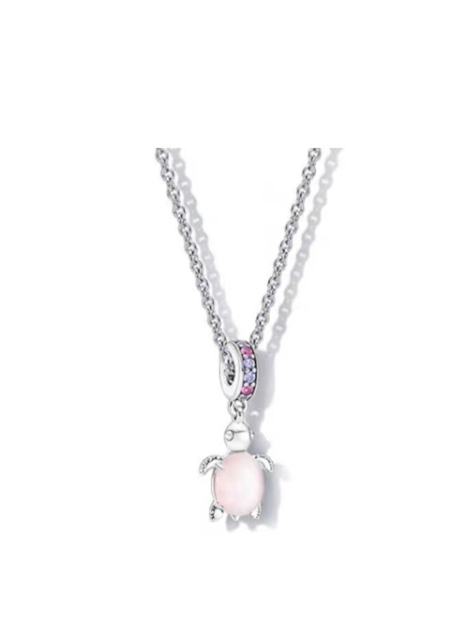 Pandora Violet - Pandora pink glass turtle necklace - Image 1