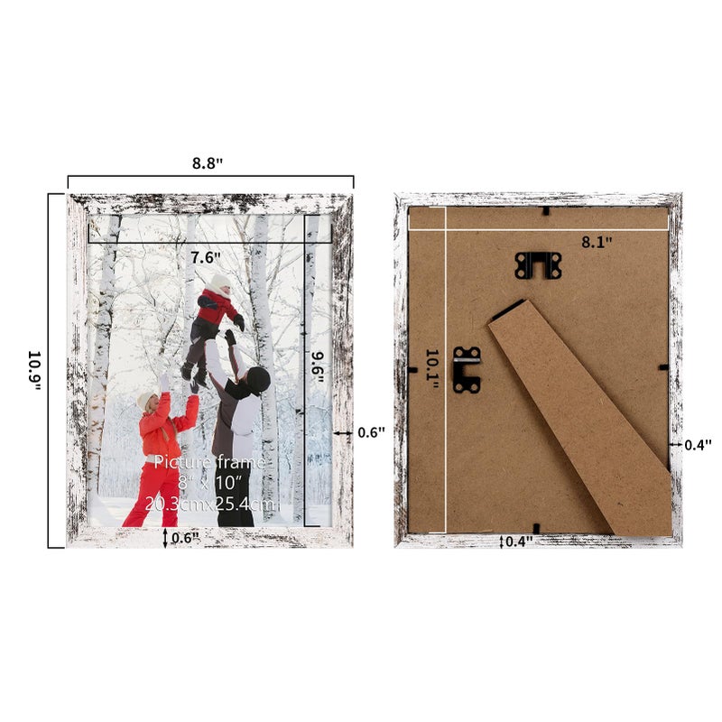 PHAREGE 8x10 MDF Picture Frame Bulk Distressed White 18 Pack  Embossed Faux Wood Grain 8 by 10 Rustic Frame Set  Multi-pack Farmhouse Frames for Photos  Vertically or Horizontally  Tabletop or Wall - Image 3