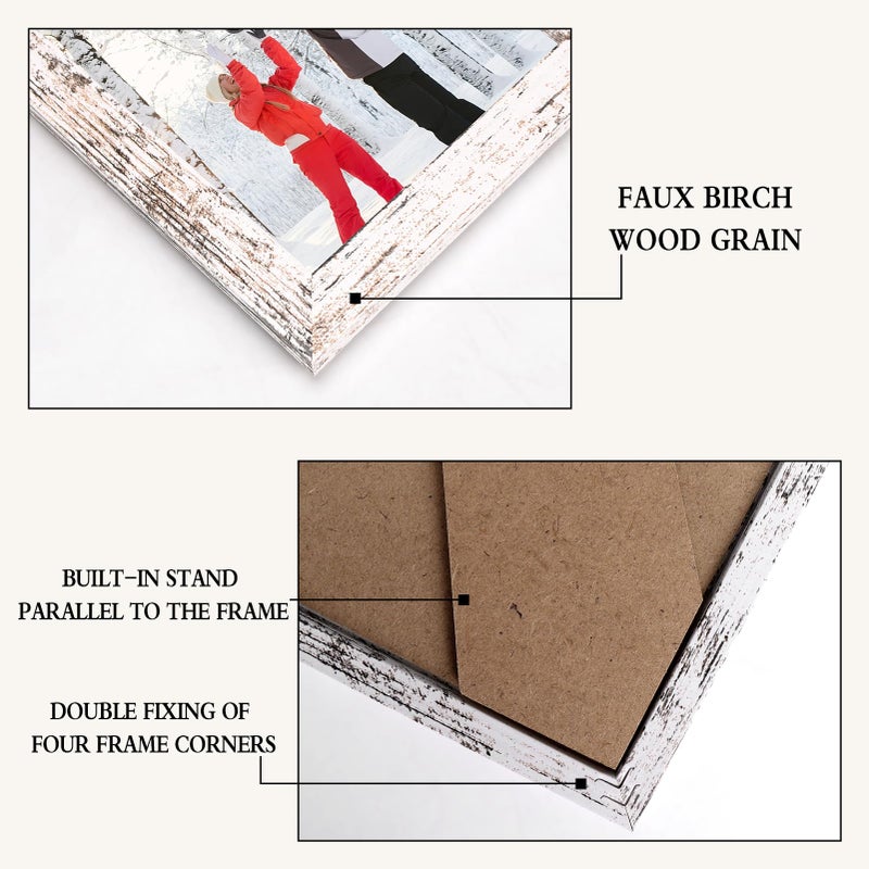 PHAREGE 8x10 MDF Picture Frame Bulk Distressed White 18 Pack  Embossed Faux Wood Grain 8 by 10 Rustic Frame Set  Multi-pack Farmhouse Frames for Photos  Vertically or Horizontally  Tabletop or Wall - Image 5