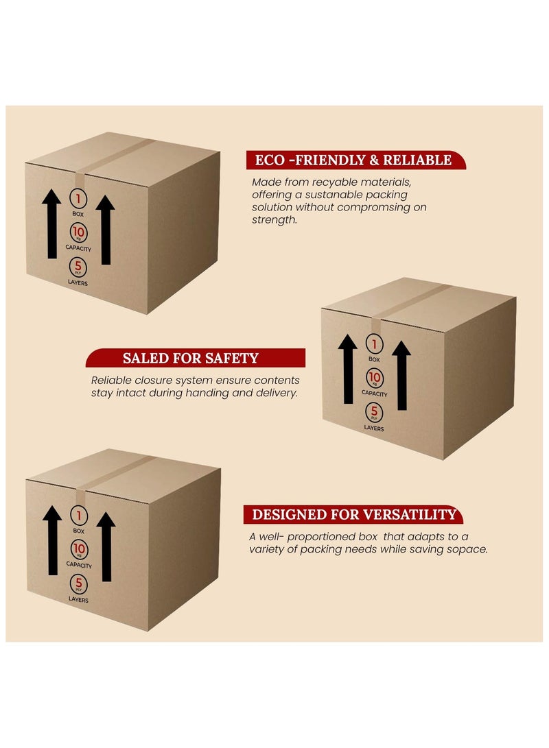 GINI Carton 5‑Ply Heavy‑Duty Corrugated Box 35X35X20 Pack of 5 - Image 3