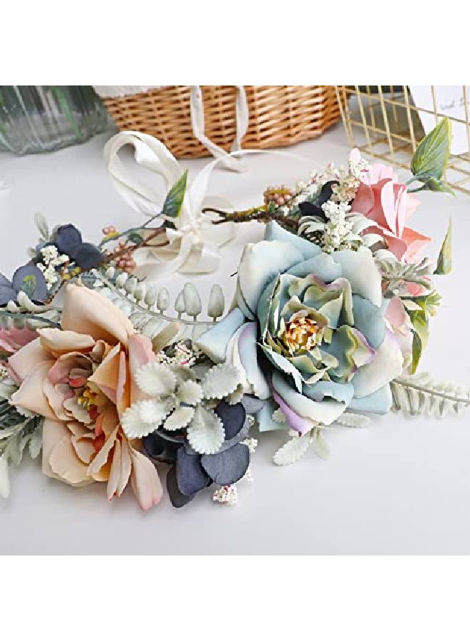 Vivivalue Wedding Floral Crown Women Flower Headband Hair Wreath Floral Headpiece Halo Boho Party Prom Photos By - Image 4