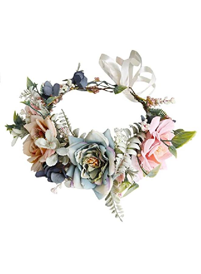 Vivivalue Wedding Floral Crown Women Flower Headband Hair Wreath Floral Headpiece Halo Boho Party Prom Photos By - Image 2