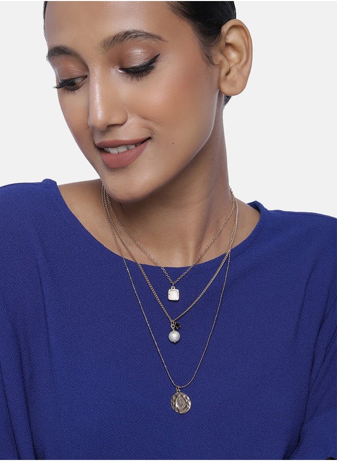 Just Peachy Just Peachy Gold & White Gold-Plated Layered Necklace – Elegant Multi-Tone Design, Lightweight & Comfortable, Hypoallergenic Jewelry for Women, Versatile Accessory for Any Occasion  - Image 2
