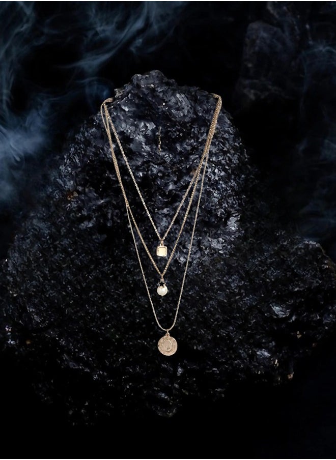 Just Peachy Just Peachy Gold & White Gold-Plated Layered Necklace – Elegant Multi-Tone Design, Lightweight & Comfortable, Hypoallergenic Jewelry for Women, Versatile Accessory for Any Occasion  - Image 3