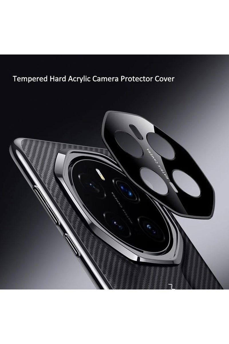 Case Compatible with Honor Magic 7 Pro Case Carbon Fiber Texture Electroplated PC Frame Camera Lens Protection Shockproof Protective Cover for Honor Magic7 Pro Black - Image 5