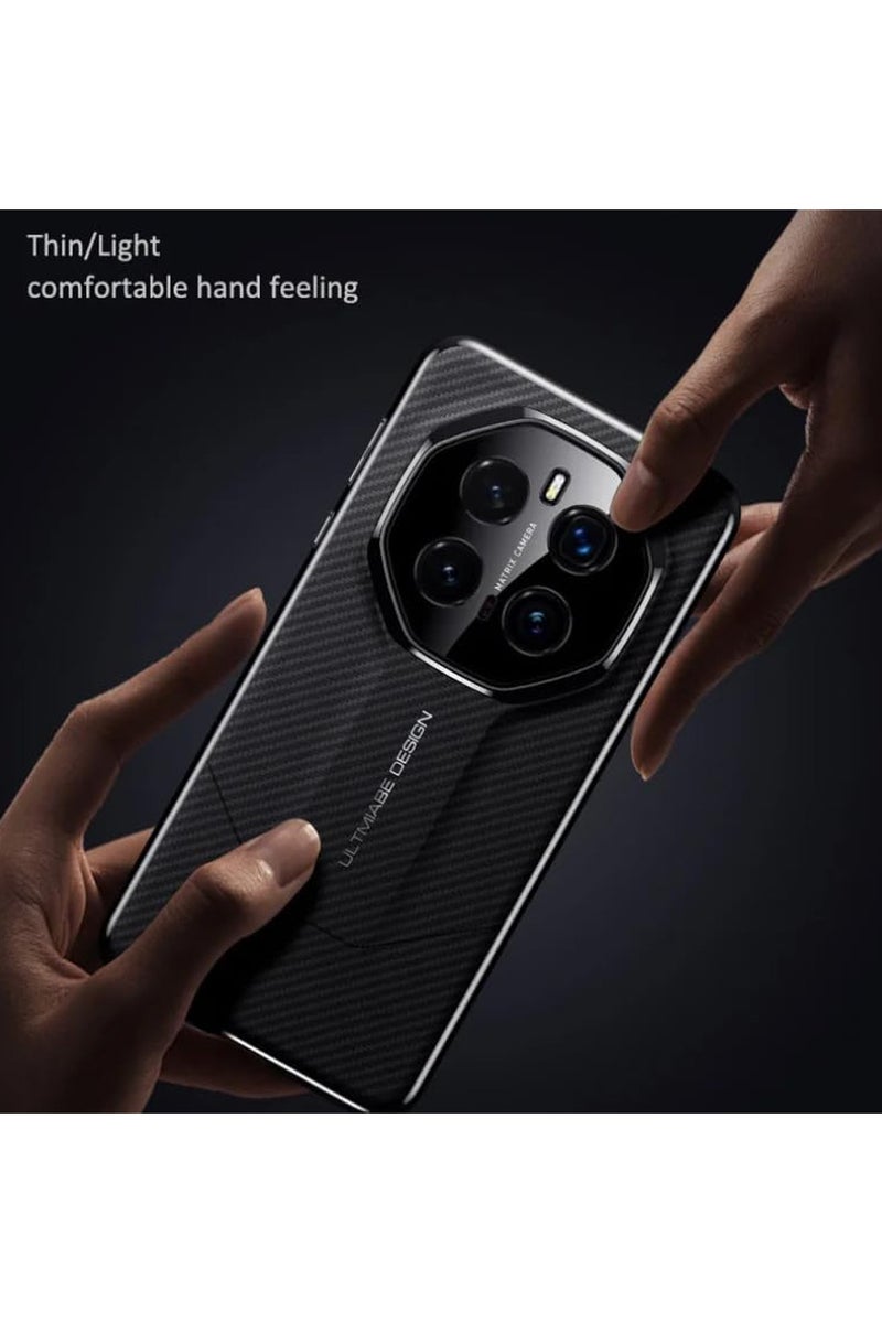 Case Compatible with Honor Magic 7 Pro Case Carbon Fiber Texture Electroplated PC Frame Camera Lens Protection Shockproof Protective Cover for Honor Magic7 Pro Black - Image 2