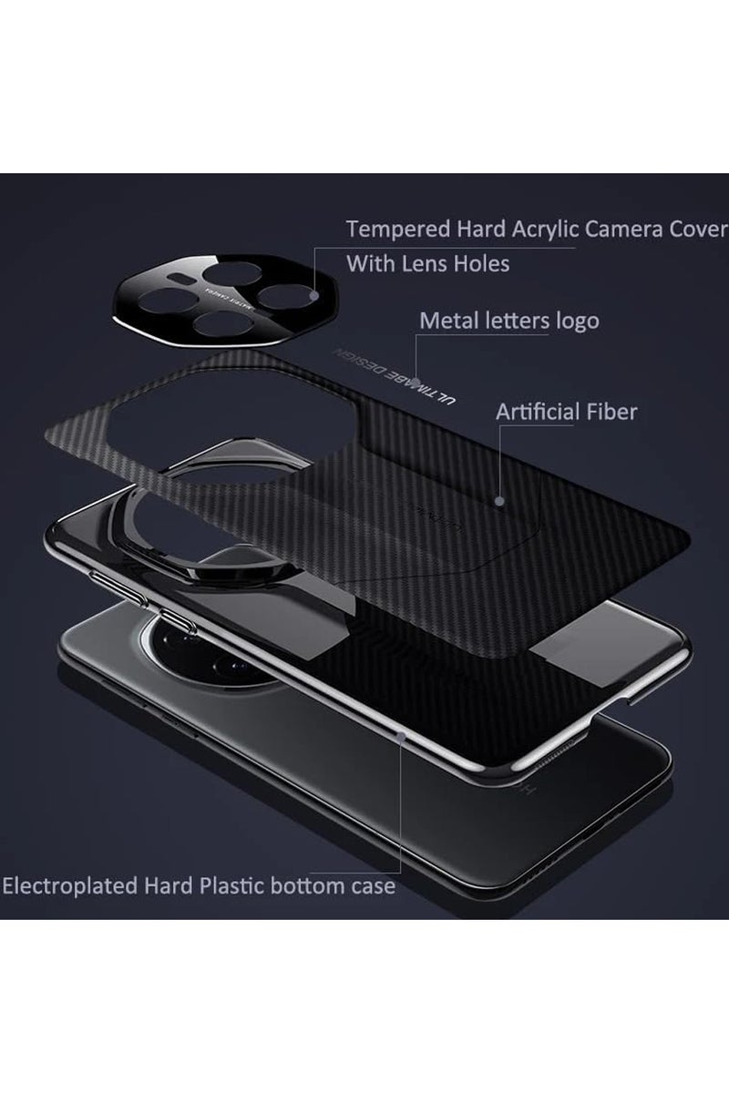 Case Compatible with Honor Magic 7 Pro Case Carbon Fiber Texture Electroplated PC Frame Camera Lens Protection Shockproof Protective Cover for Honor Magic7 Pro Black - Image 3