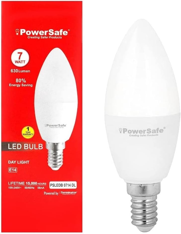 Powersafe Energy Saving 7W LED Candle Bulb E14 Holder with Surge Protection - ESMA Approved (White) - Image 3