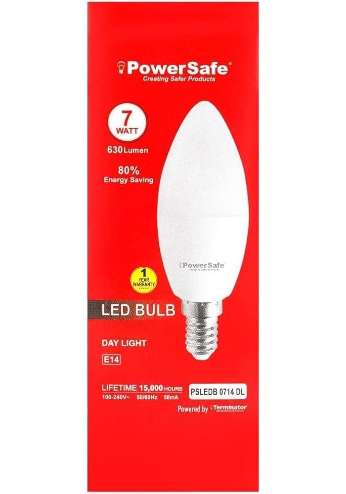 Powersafe Energy Saving 7W LED Candle Bulb E14 Holder with Surge Protection - ESMA Approved (White) - Image 2