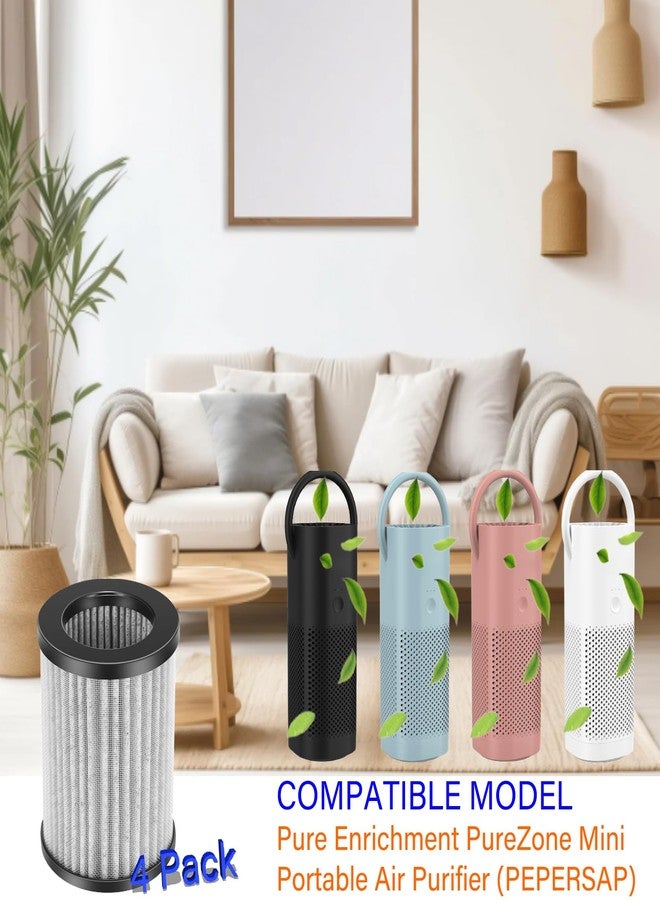 HOMFILBIT PureZone Mini Portable Replacement Filter for Pure Enrichment PureZon Mini Portable Air Purifier (PEPERSAP), 2-in-1, H13 True HEPA with Carbon Activated Pre-filter, Model # PEAIRFIL, 4 Pack - Image 2