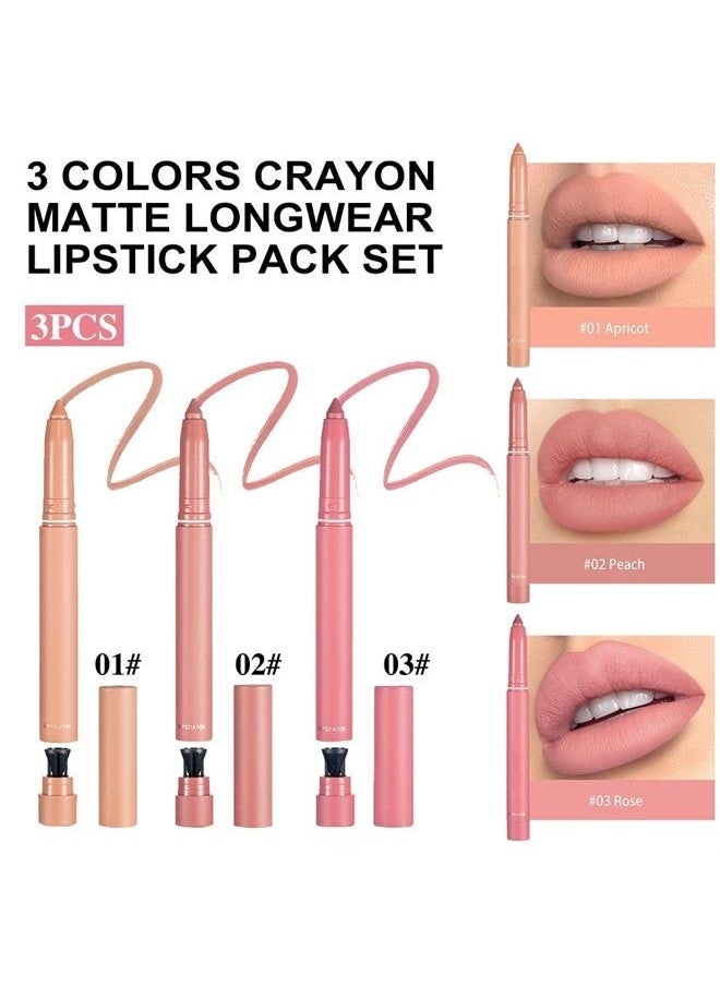 BINGBRUSH 3 Colors Crayon Matte Longwear Lipstick Pack Set,Moisture Smooth Lipliner With Built-in Sharpener Ultimate Lip Crayon for Makeup- Nourishing Lipstick with a Waterproof Velvet Lipgloss Lip St  - Image 2