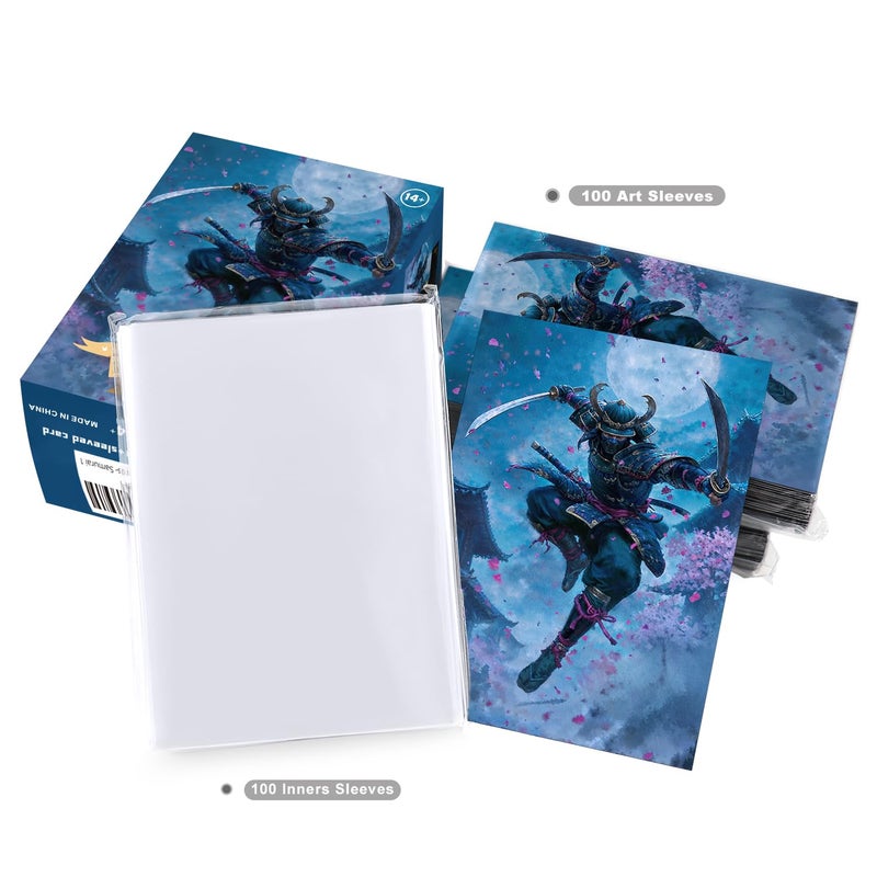 Katomula 100 MTG Card Sleeves with 100 Inner Sleeve, Textured Back Art Sleeves, Fit Standard Size Cards- Ninja Samurai - Image 2