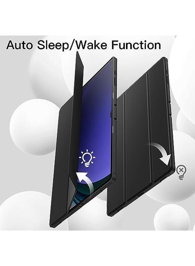 erorex غلاف لجهاز سامسونج جالكسي تاب S9 ألترا 14.6 إنش مع حوامل قلم S بن ناعم TPU قابلة للطي ثلاثية لحماية الجهاز اللوحي يدعم شحن قلم S وميزة الاستيقاظ التلقائي والنوم باللون الأسود الجرافيتي - Image 5