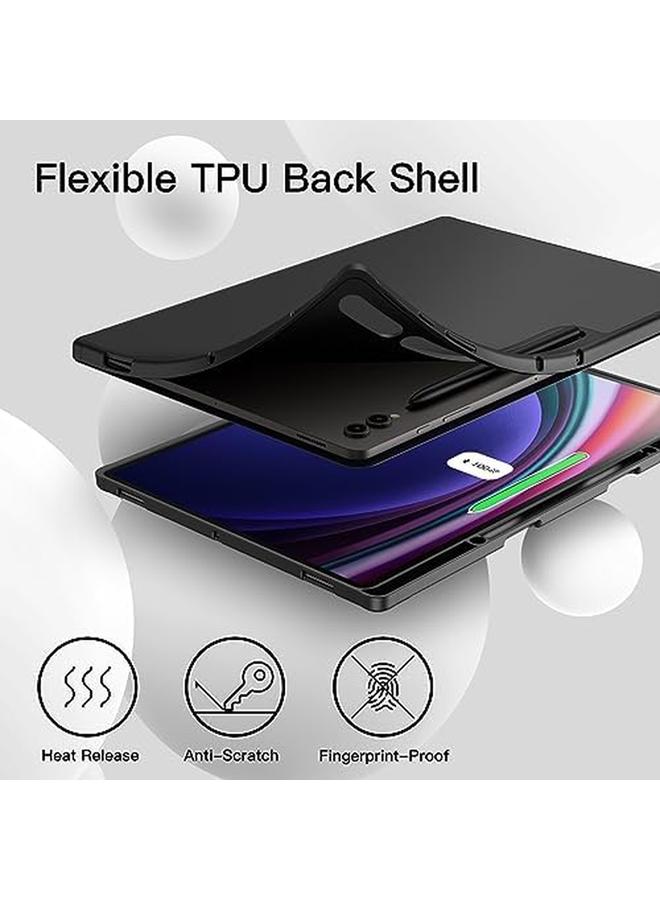 erorex غلاف لجهاز سامسونج جالكسي تاب S9 ألترا 14.6 إنش مع حوامل قلم S بن ناعم TPU قابلة للطي ثلاثية لحماية الجهاز اللوحي يدعم شحن قلم S وميزة الاستيقاظ التلقائي والنوم باللون الأسود الجرافيتي - Image 4