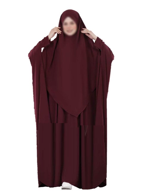 3 pieces of crepe material, ribbon + veil + niqab, size one size to fit up to 90 kilos for women