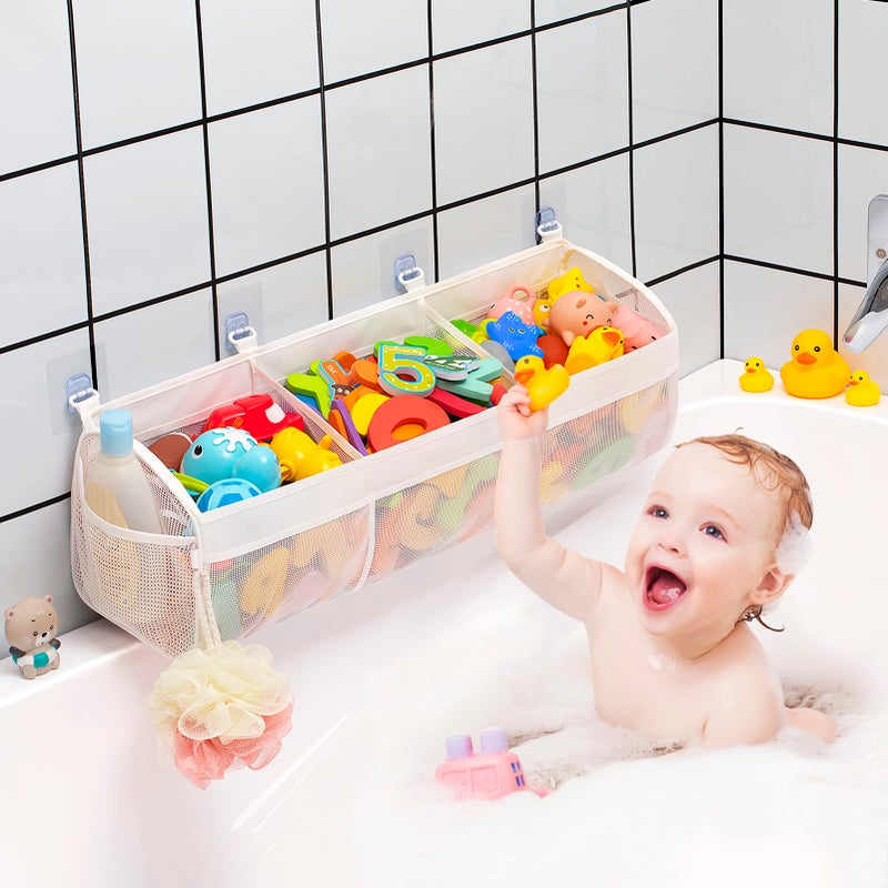 Austion Austion Original 3 Compartment Horizontal Large Openings Bath Toy Organizer for Tub, Capacity Upgrade Bath Toy Storage and Holder, Bathtub Toy Holder for Easy Access and Sorting of Toys.  - Image 4