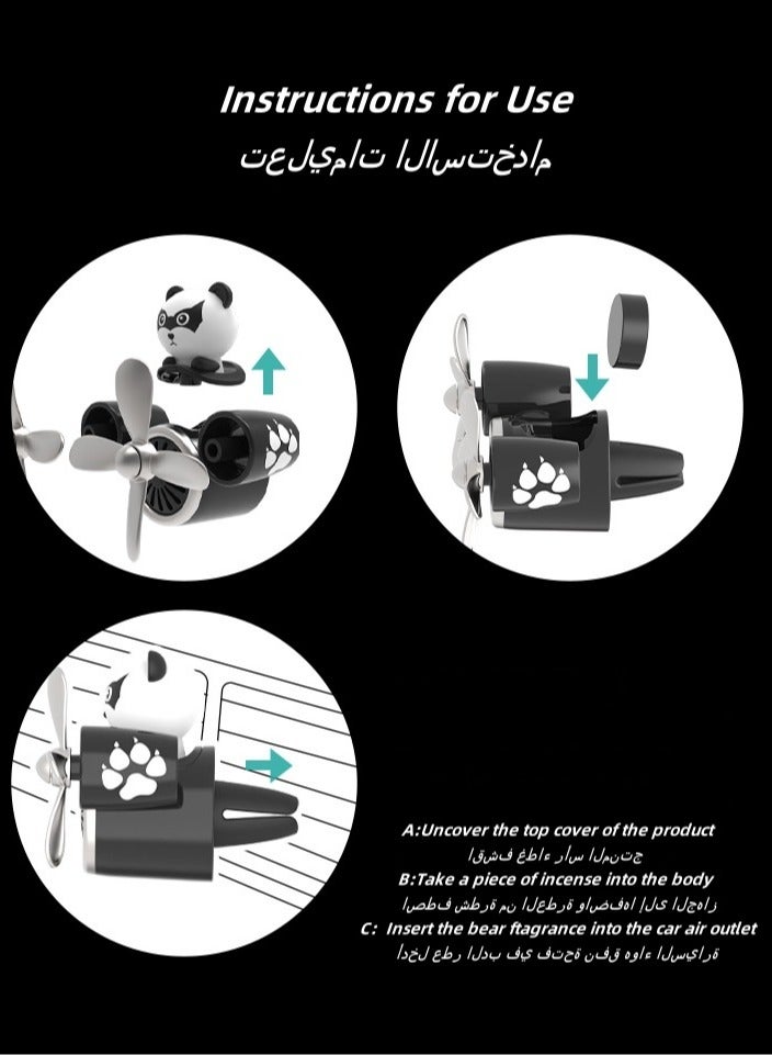 معطر هواء سيارة بيلوت، مع 2 قطعة من جداول العطر، موزع عطر هواء السيارة مع شفرات مروحة زخرفية دوارة - Image 4