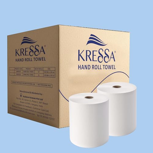 Kressa Hard Paper Towels | Highly Absorbent HRT Rolls | Fast Drying 1.4kg - 170 Metres/Roll (Pack of 2) - Image 1