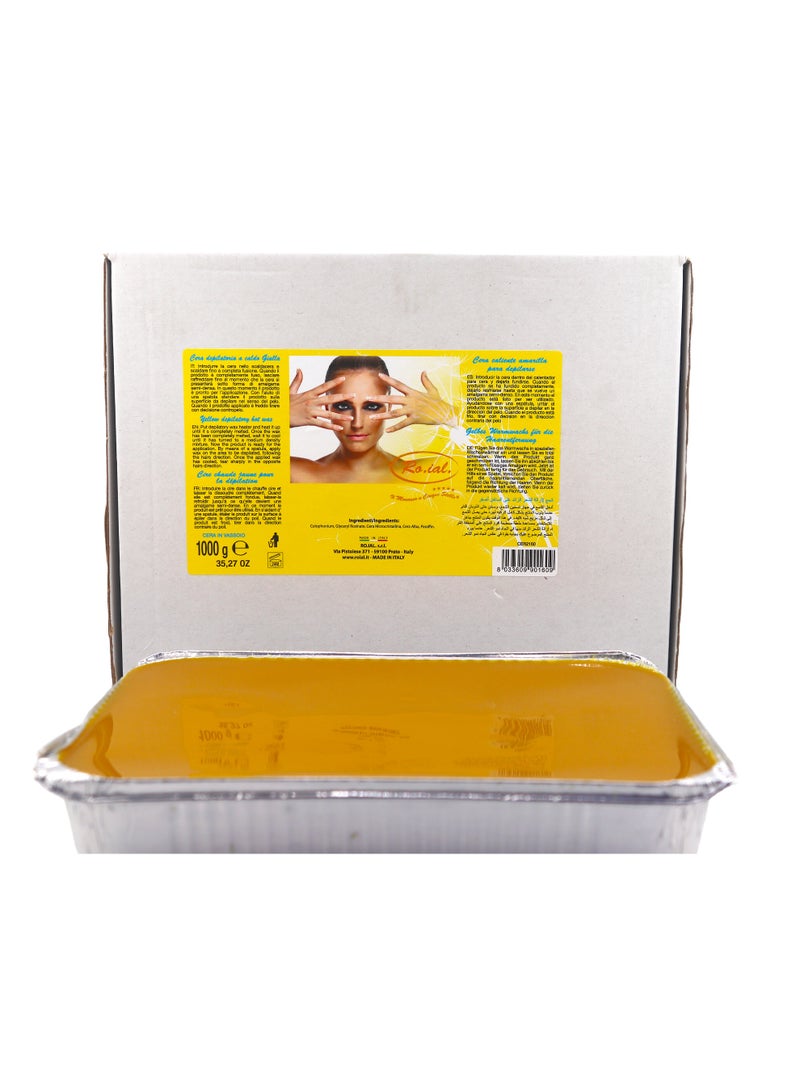 Ro.ial. Roial Hot Classic  Hair Removal Hard Wax Tray Yellow 1000g - Image 1
