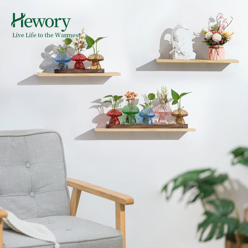 Hewory Glass Propagation Station for Plant: Mushroom Planter with Wooden Stand for Home Office Decor - Unique Propagation Jars for Plant Lovers - Set of 5 Hydroponic Mushroom Vases Gift for Mom - Image 4