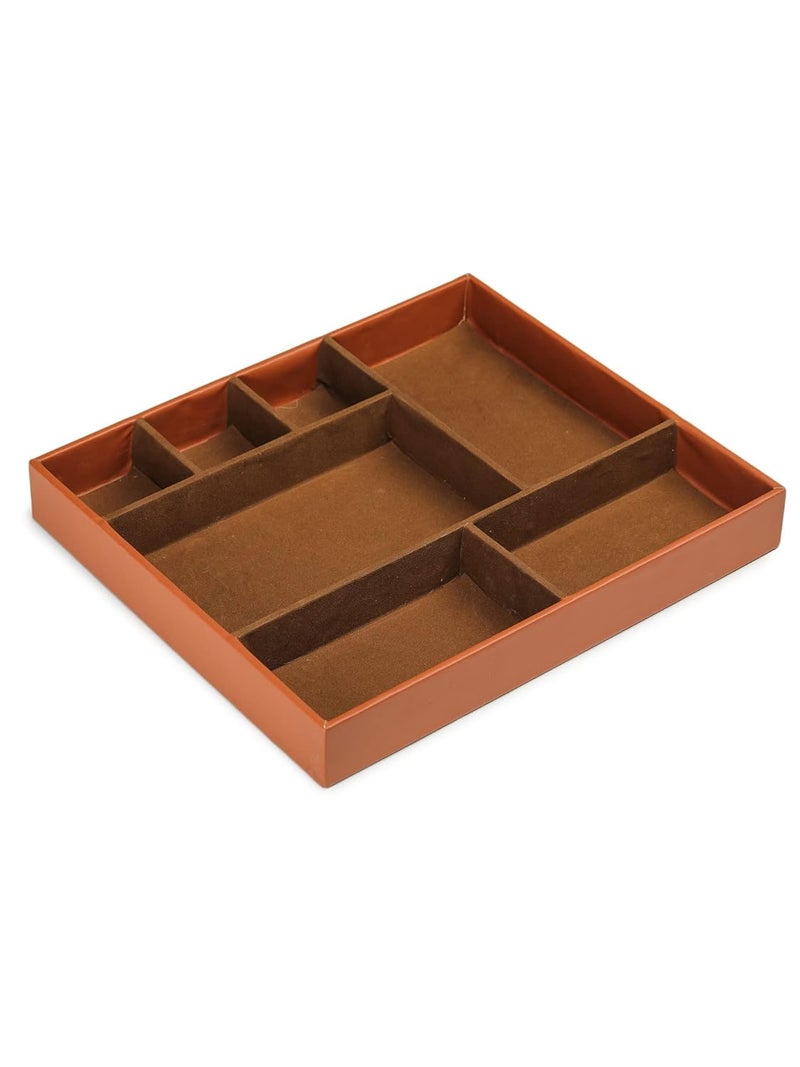 AZYEEA AZYEEA Faux Leather 7 Compartment Tray Organizer for Men All Tray for Entryway Table Key Wallet Watch Coin Change Phone Dresser EDC Dump Jewelry Desktop Catchall Tray - Image 5