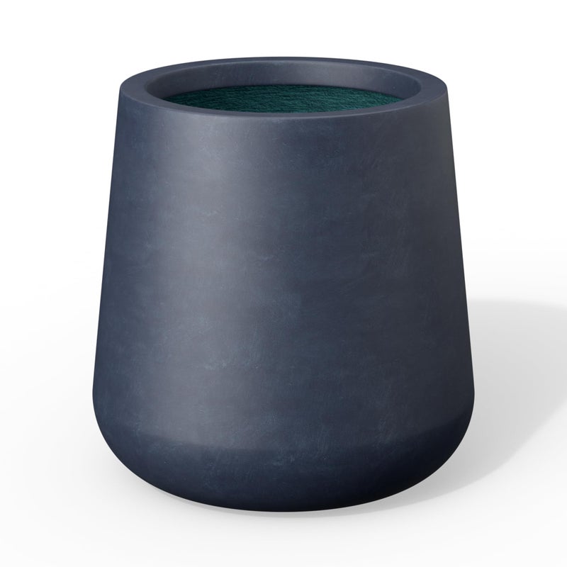 Kante Large Round Concrete Planter, 17.3" Dia Classic-Style Plant Pot with Drainage Hole, Ideal for Home, Patio, Garden, Flowers, Trees, Charcoal Finish with Painted Interior - Image 1