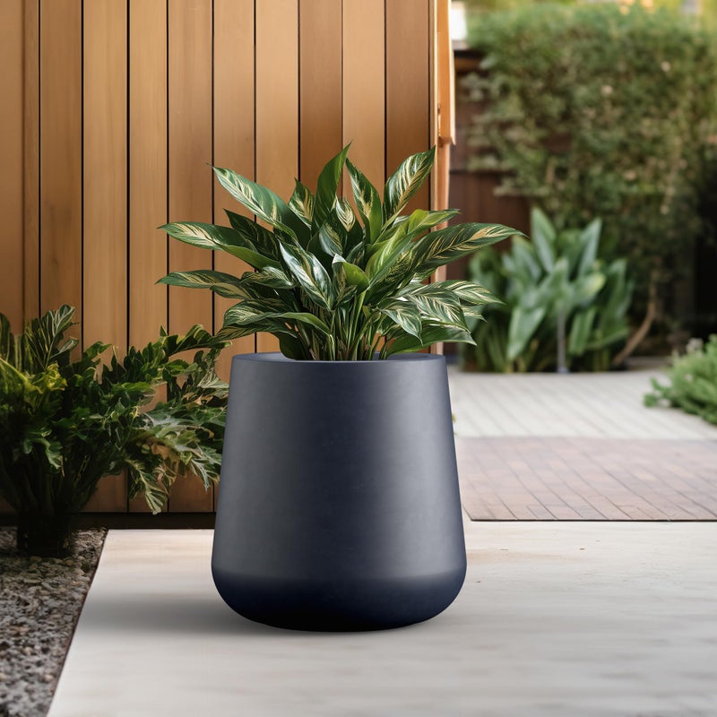 Kante Large Round Concrete Planter, 17.3" Dia Classic-Style Plant Pot with Drainage Hole, Ideal for Home, Patio, Garden, Flowers, Trees, Charcoal Finish with Painted Interior - Image 4